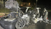 A brand new Tesla Plaid catches fire with the driver at the wheel